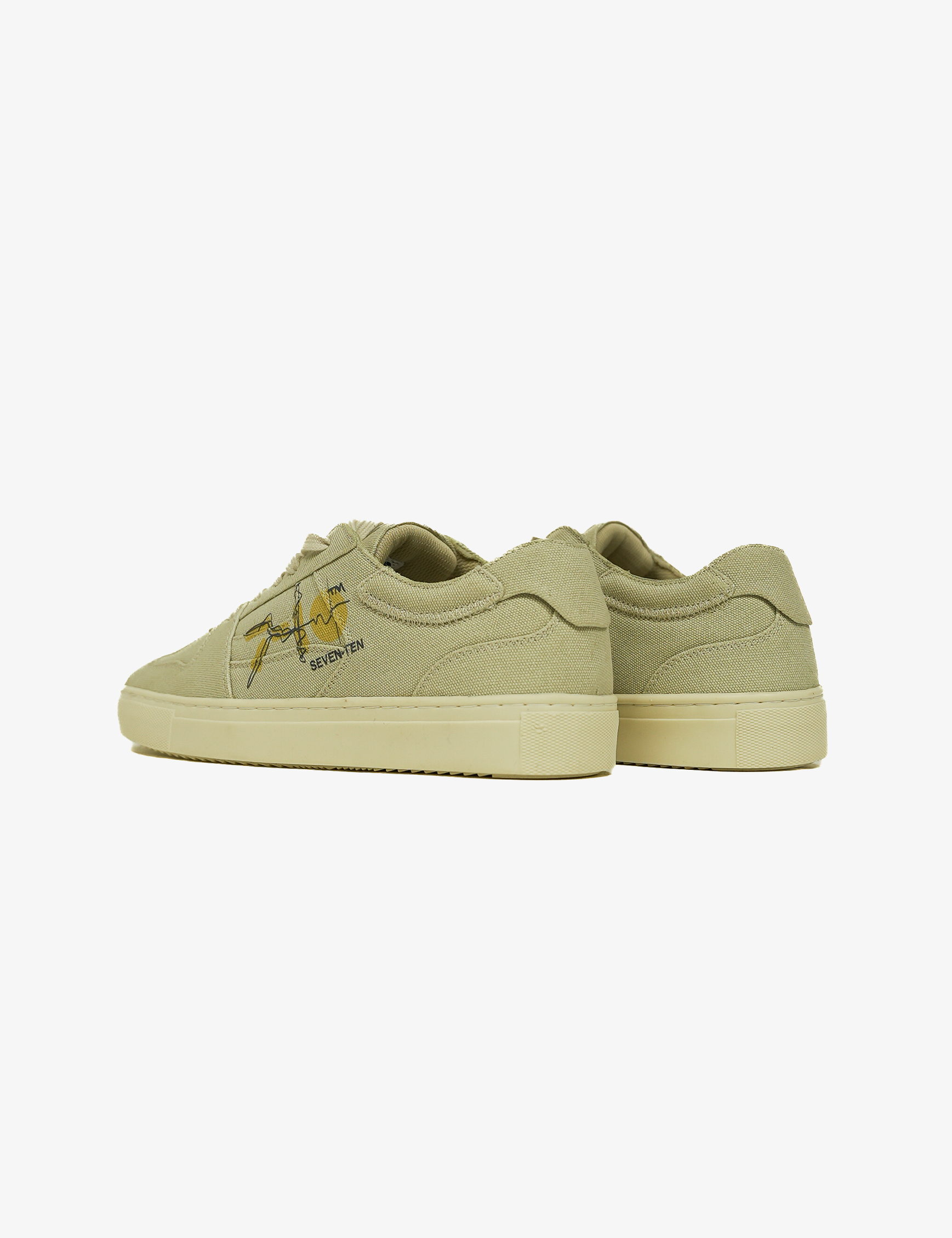 305 Bamboo beige doodle print canvas low-top sneaker - 7-10.in
