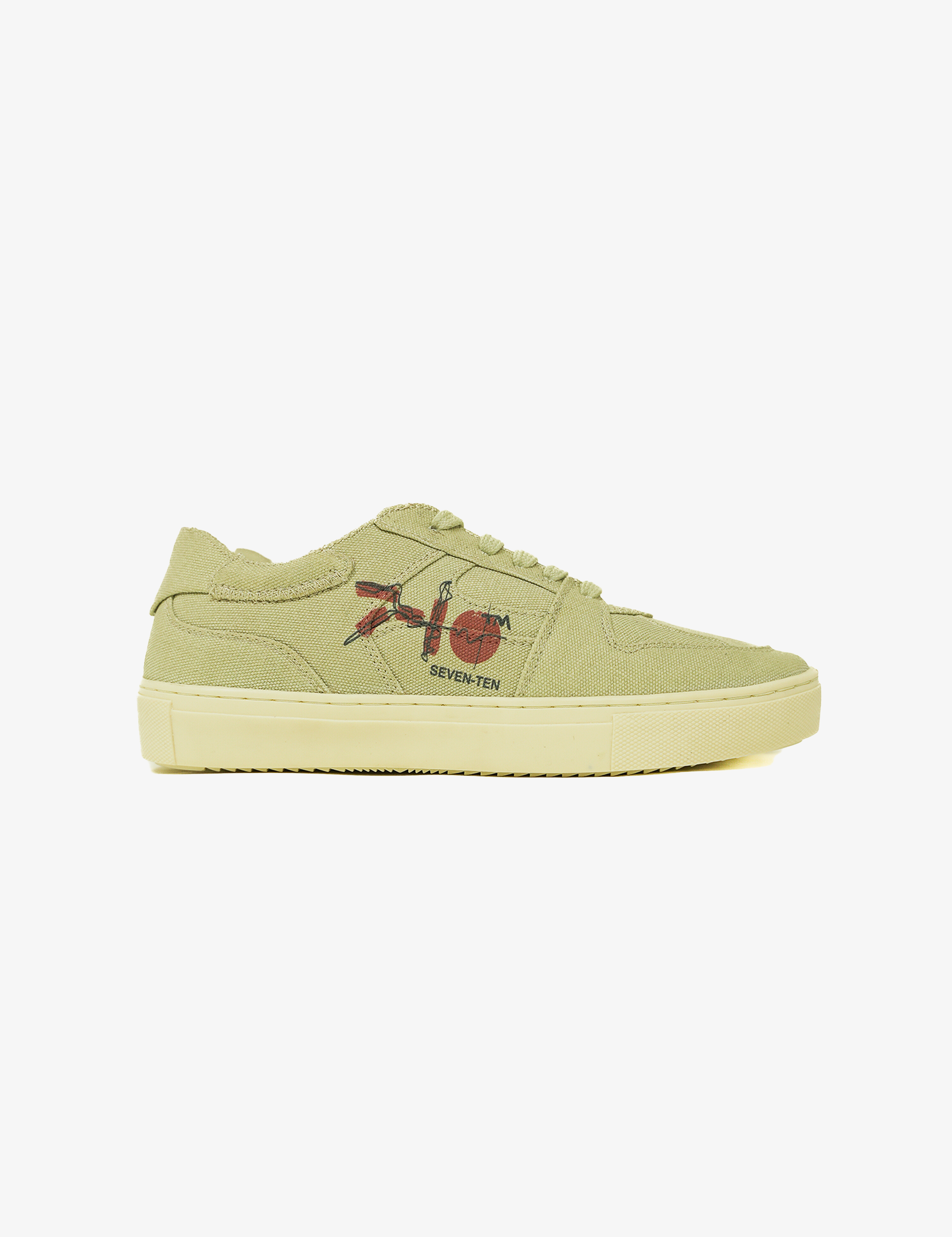 305 Bamboo beige doodle print canvas low-top sneaker - 7-10.in