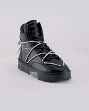 703 black & white high-top sneaker