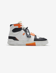 709 white orange high-top sneaker