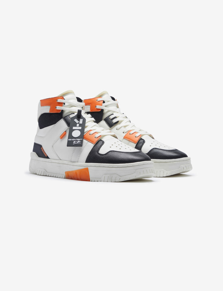 709 white orange high-top sneaker