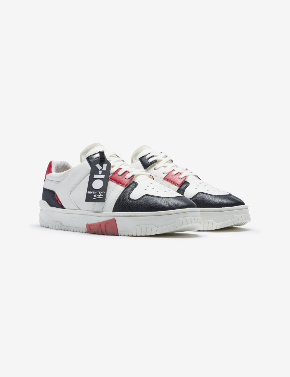 711 white red low-top sneaker