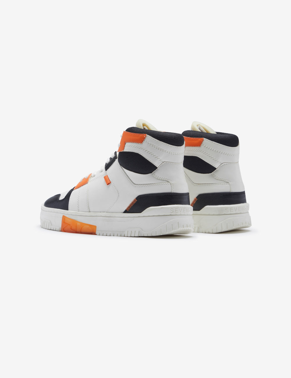 709 white orange high-top sneaker