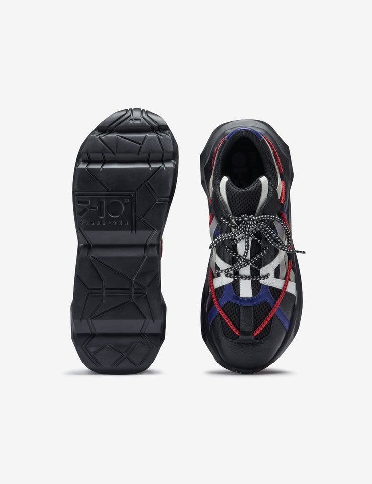 732 black over-panelled chunky sneaker