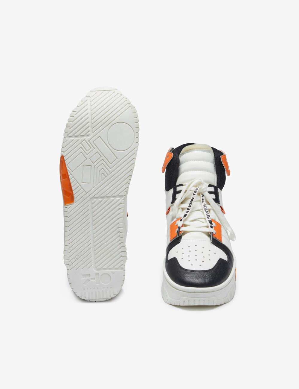 709 white orange high-top sneaker