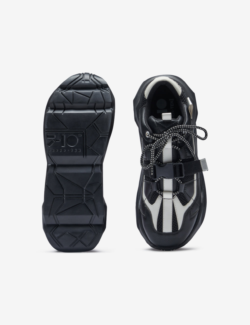 727 black white buckle chunky sneaker - 7-10.in