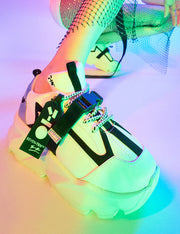 726 white silver buckle chunky sneaker