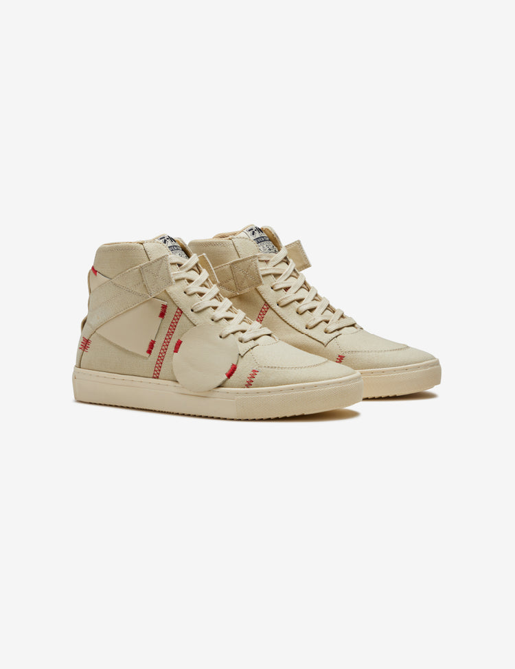 313 beige applique canvas high-top sneaker