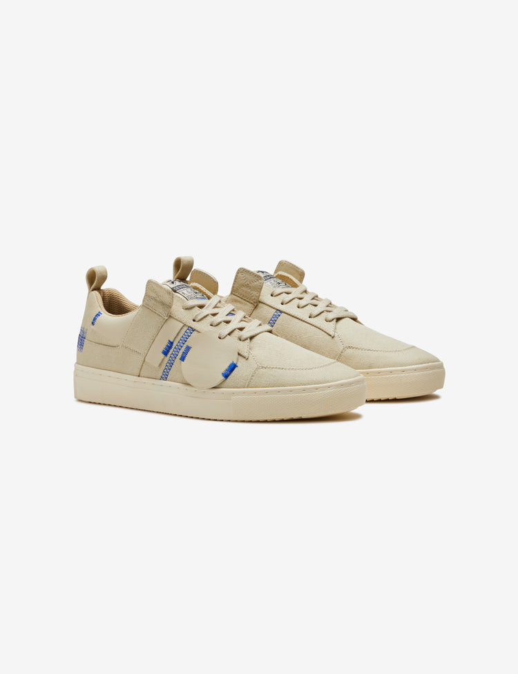 314 beige applique canvas low-top sneaker