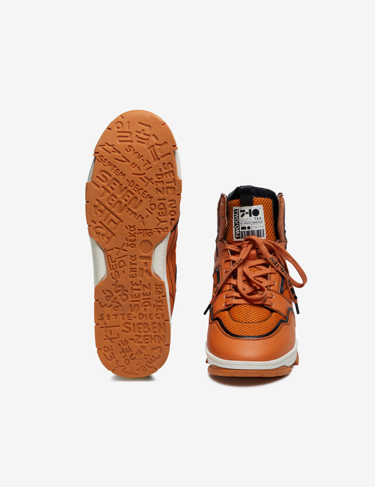 714 orange black high-top sneaker