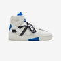 716 white blue technical high-top sneaker