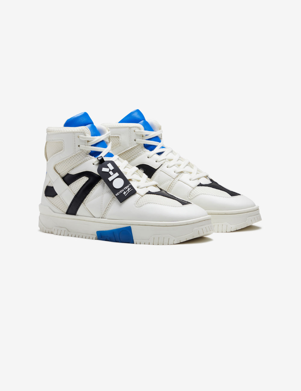 716 white blue technical high-top sneaker