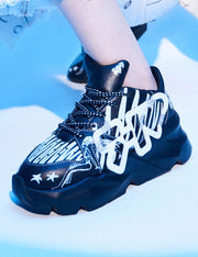 728 black graphic applique chunky sneaker