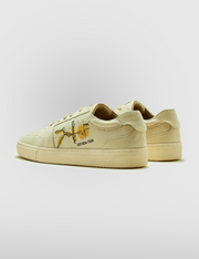 305 beige doodle print canvas low-top sneaker