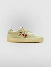 305 beige doodle print canvas low-top sneaker