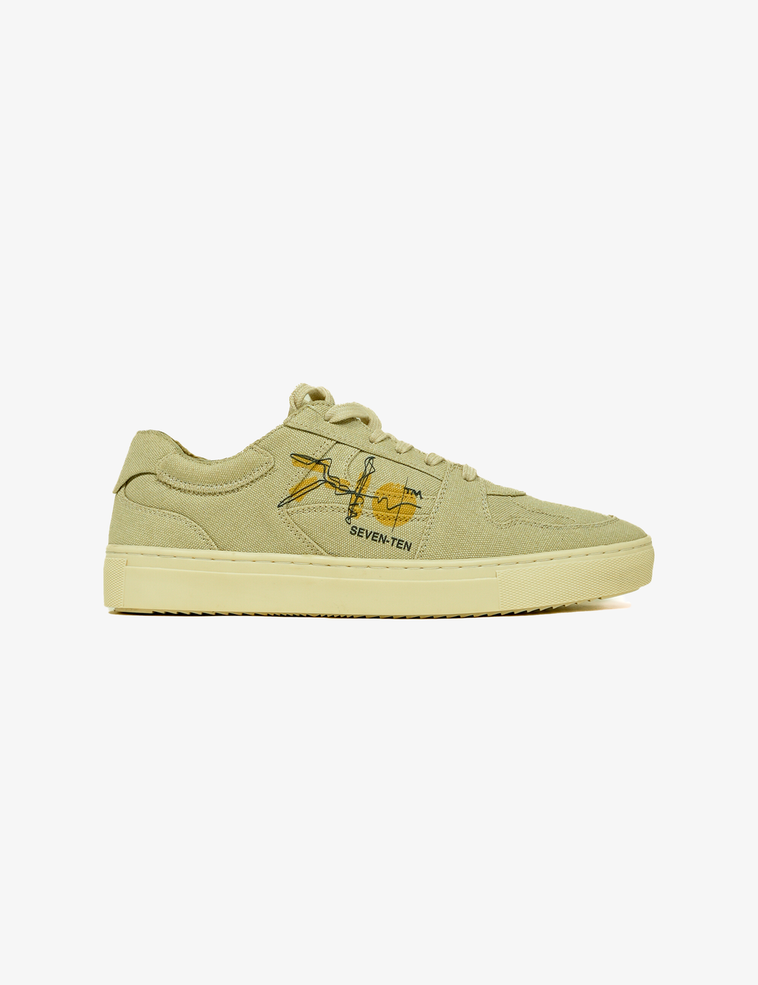 305 Bamboo beige doodle print canvas low-top sneaker