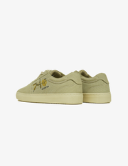 305 Olive beige doodle print canvas low-top sneaker