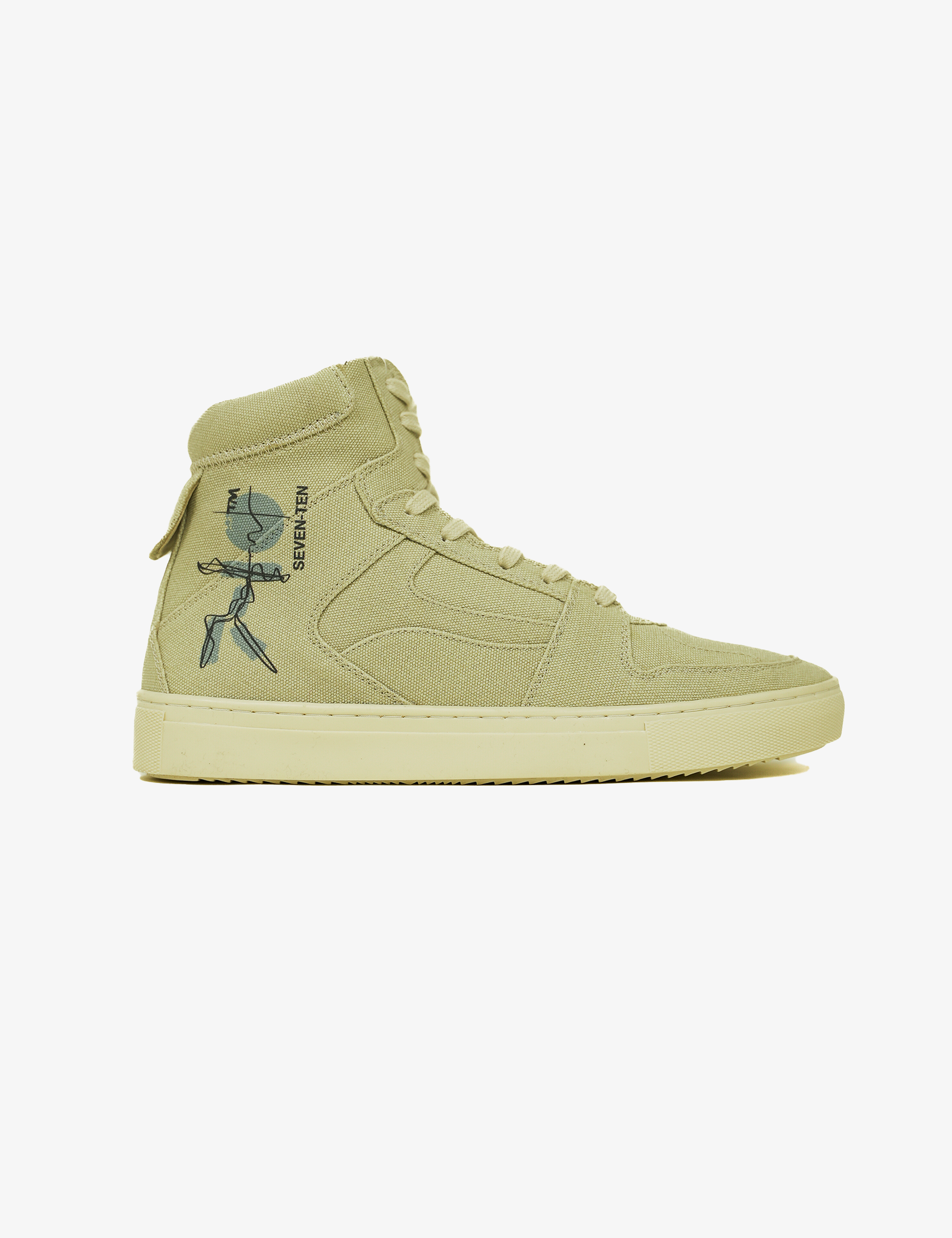 304 Bamboo beige doodle print canvas high-top sneaker - 7-10.in