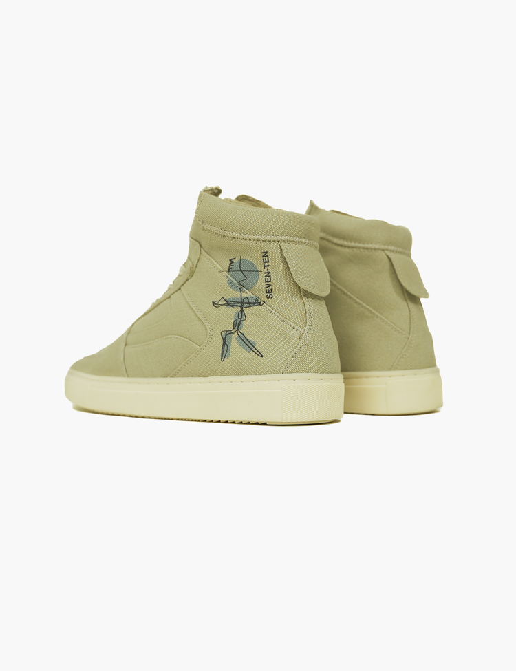 304 Bamboo beige doodle print canvas high-top sneaker - 7-10.in