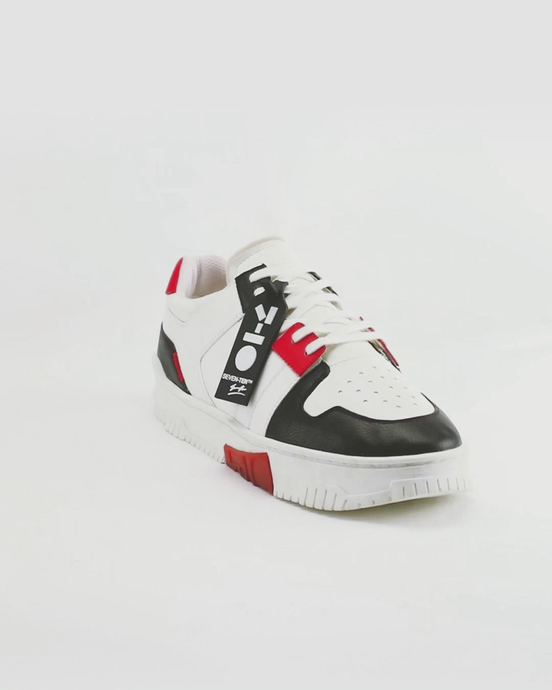 711 white red low-top sneaker