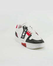 711 white red low-top sneaker