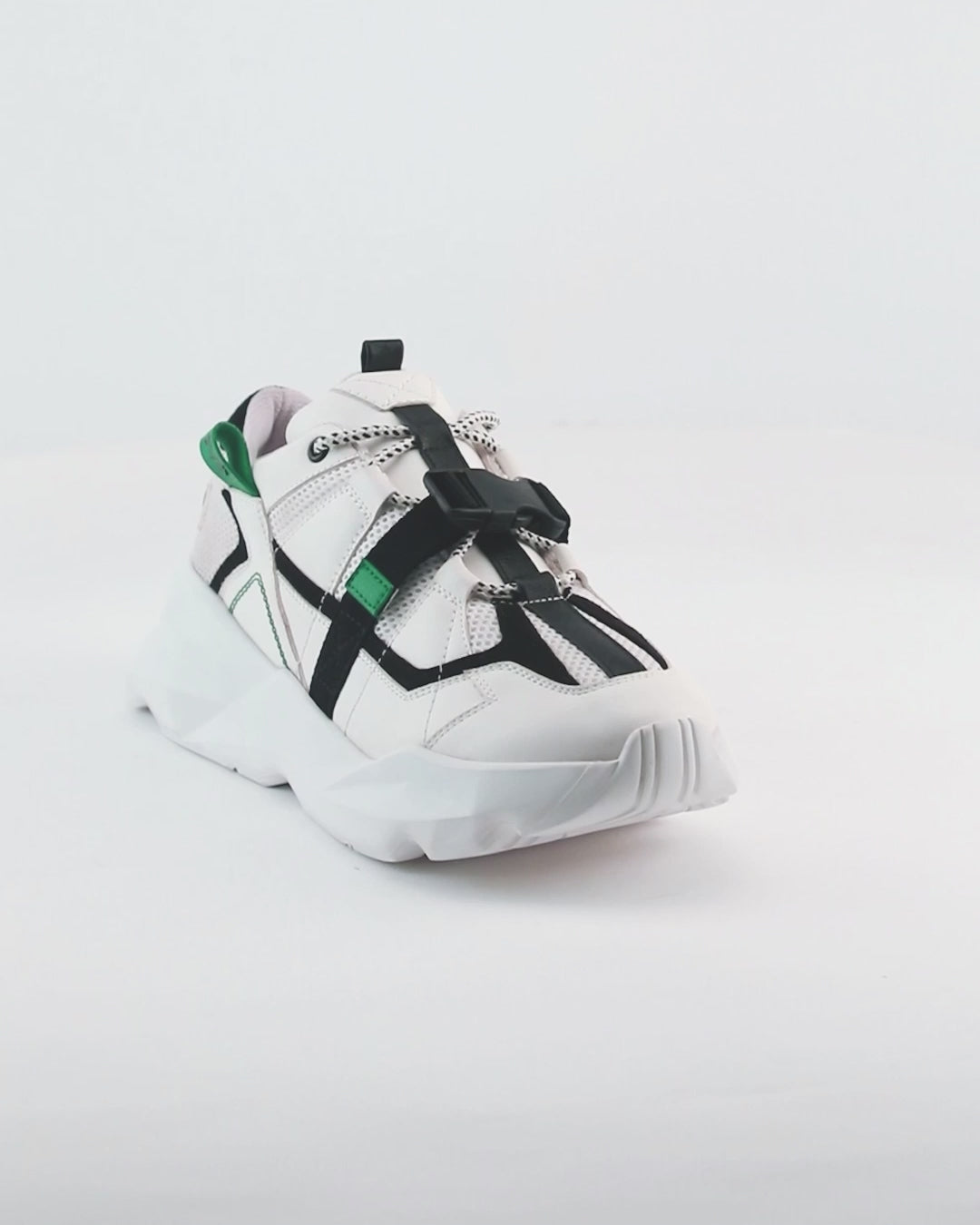 727 white black buckle chunky sneaker