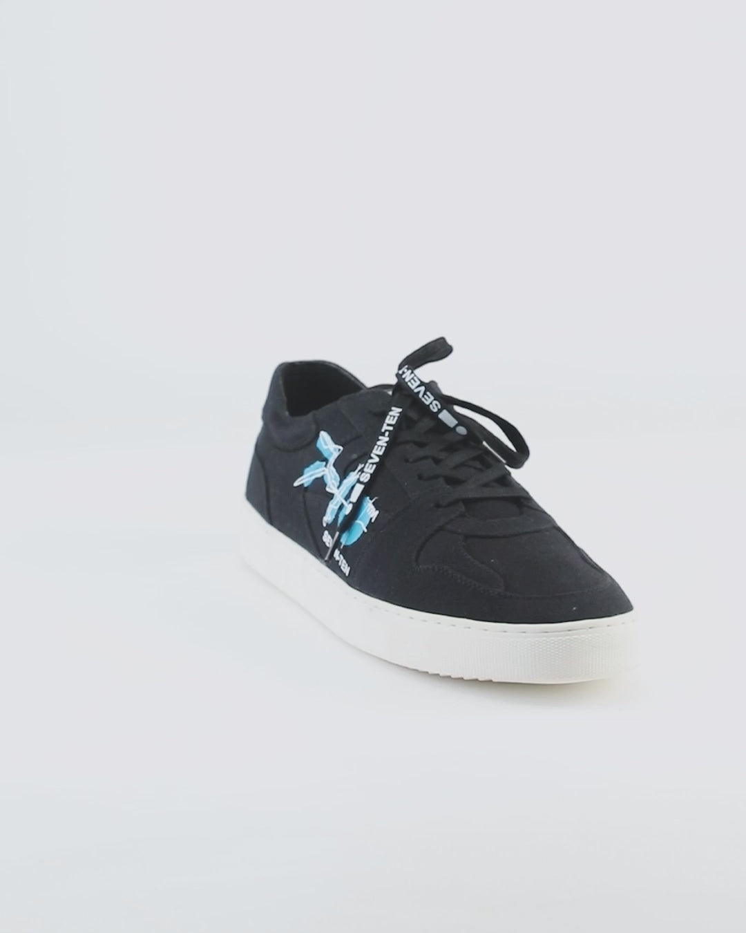 305 black doodle print canvas low-top sneaker