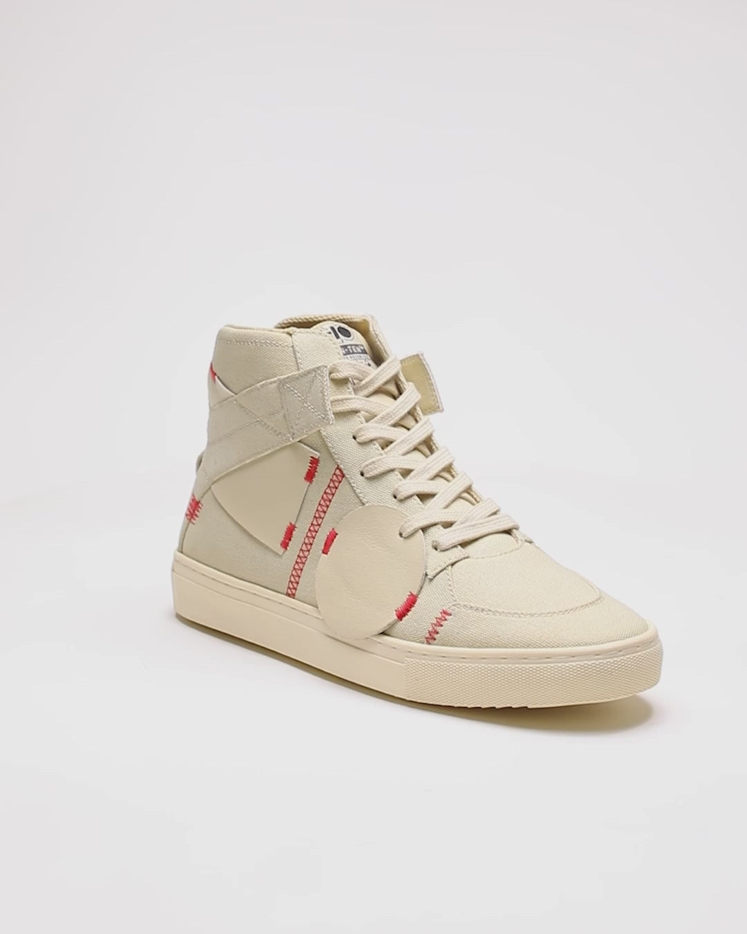 313 beige applique canvas high-top sneaker