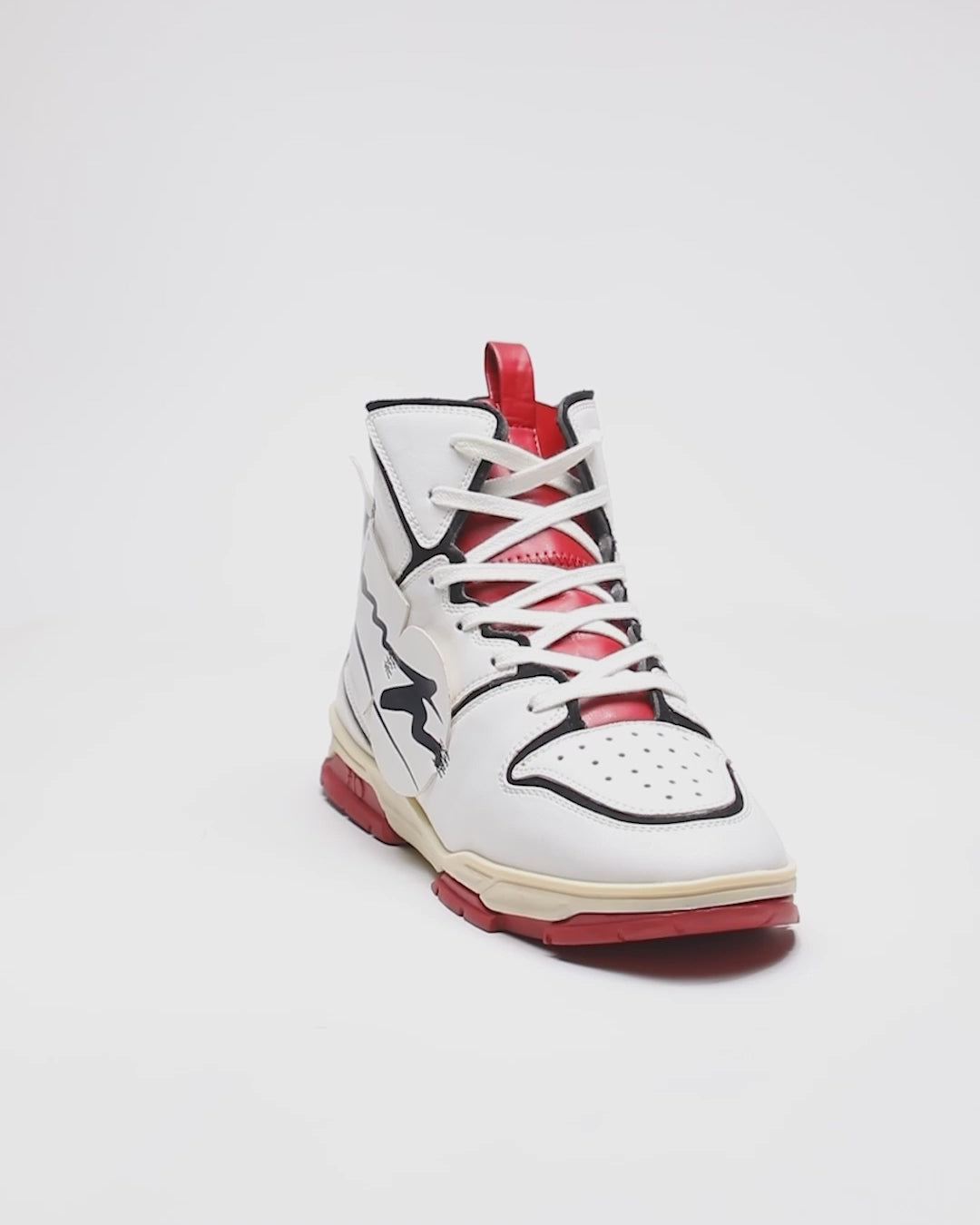 705 white red applique high-top sneaker