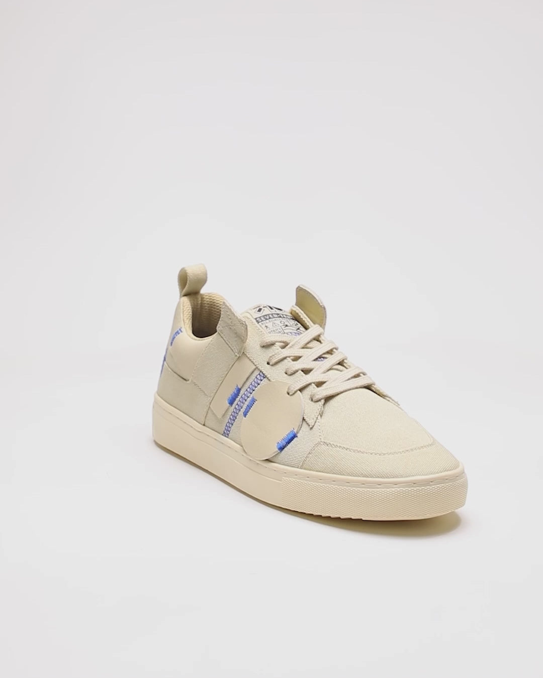 314 beige applique canvas low-top sneaker