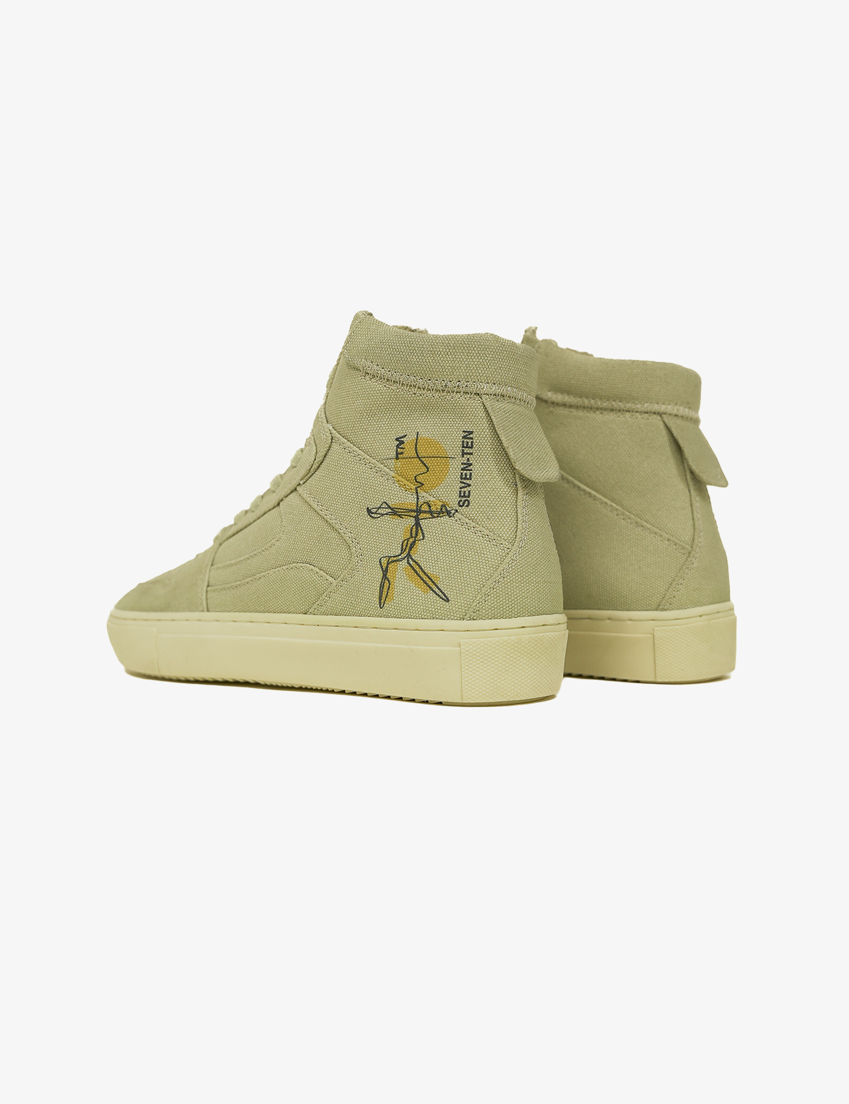 304 Bamboo beige doodle print canvas high-top sneaker - 7-10.in