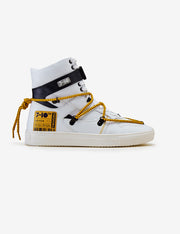 209 White Yellow Graphic High-Top Sneaker
