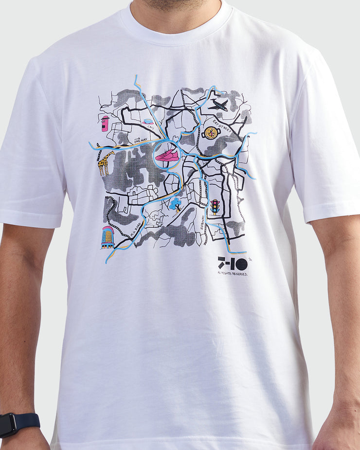 White Front Print Map Tee