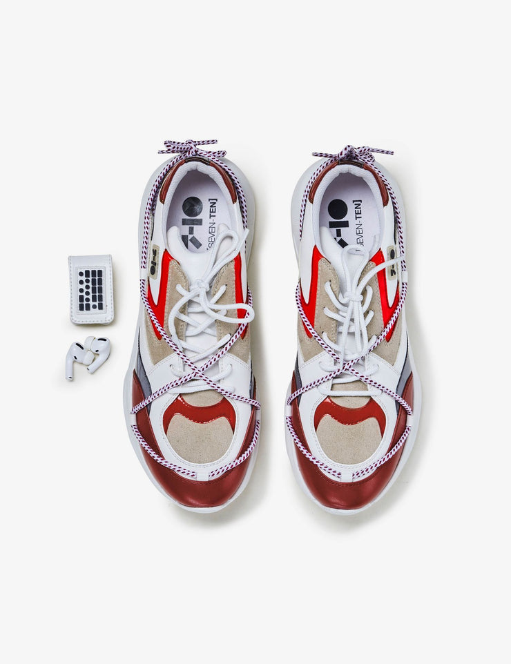 410 white red pouch chunky sneaker