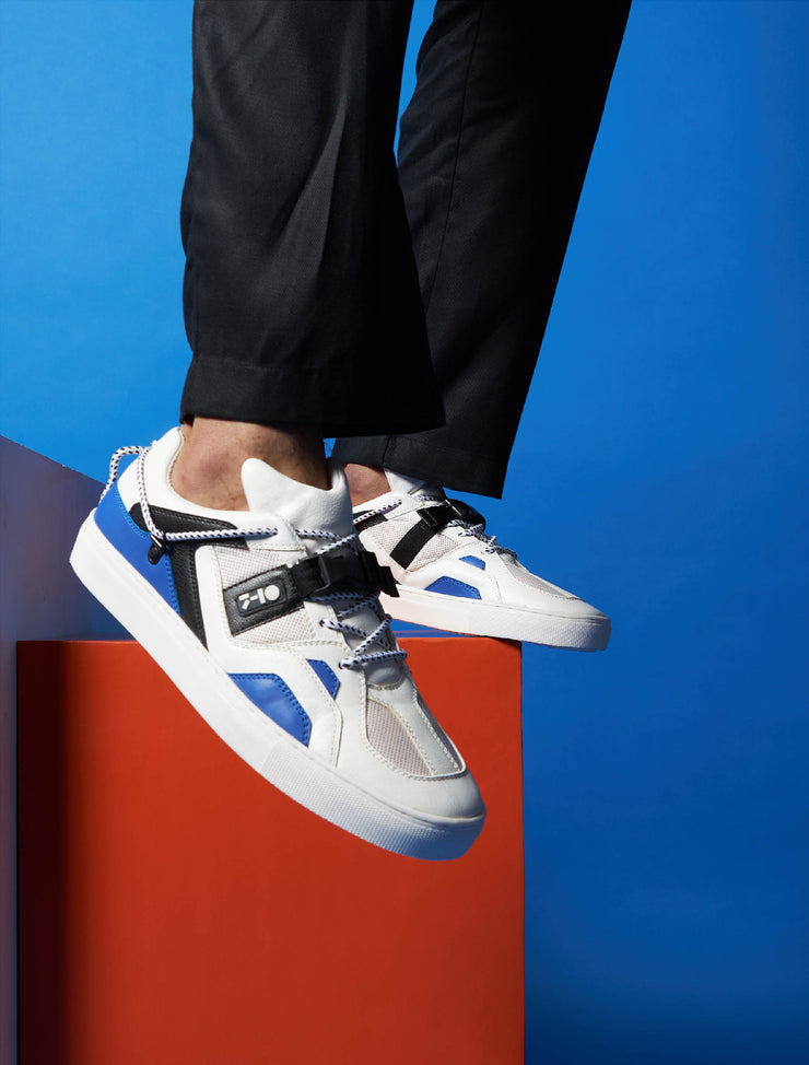 610 white blue hardware low-top sneaker