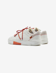 702 white & orange low-top sneaker