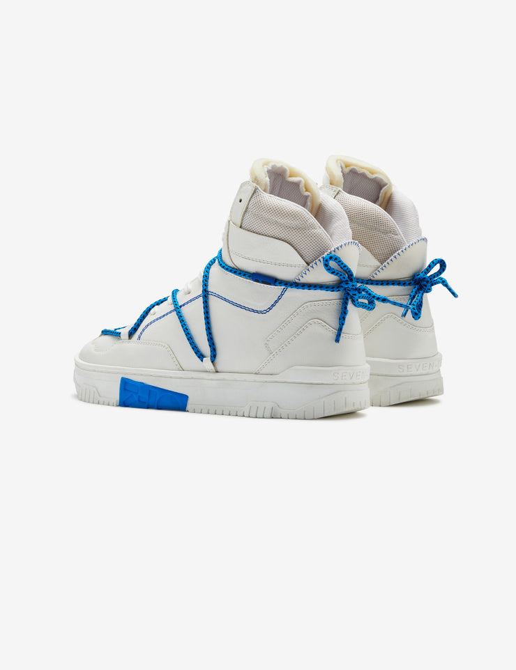 703 white & blue high-top sneaker