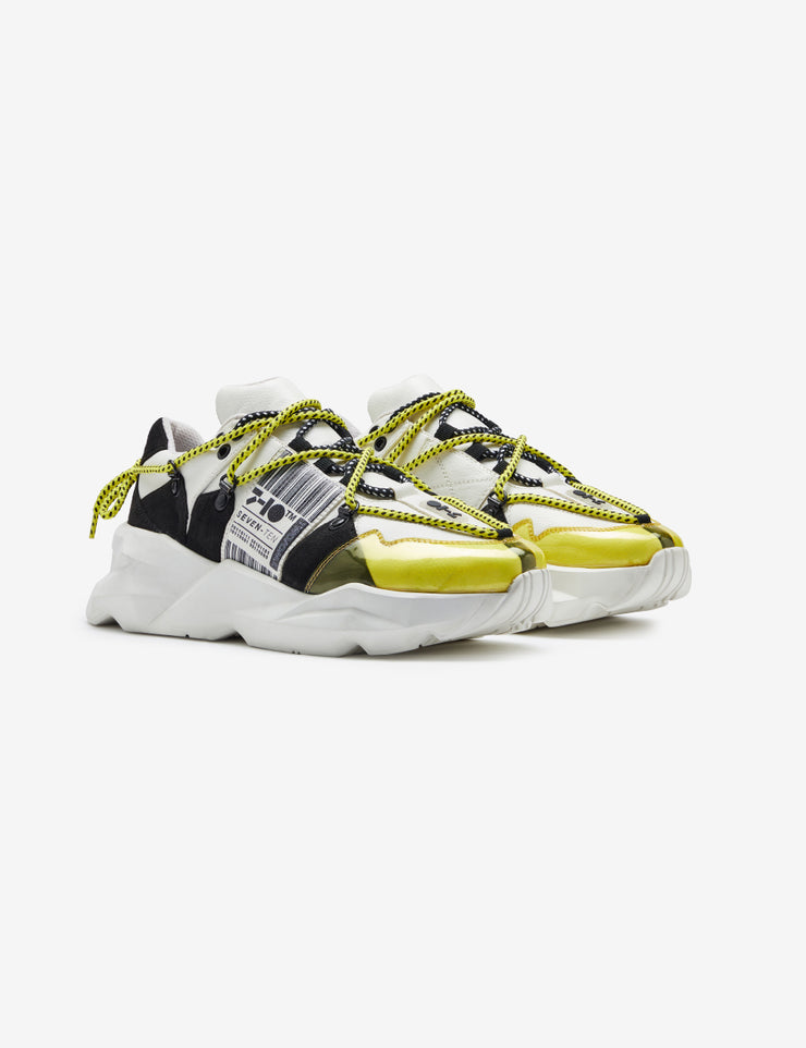 706 white yellow graphic chunky sneaker