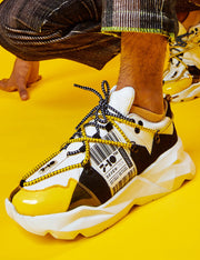 706 white yellow graphic chunky sneaker