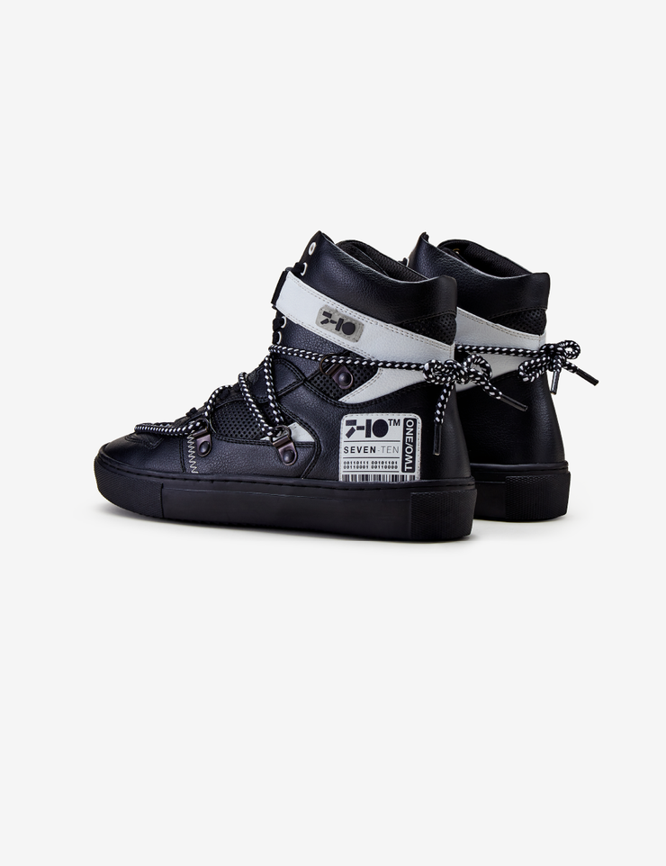 Womens black leather high online top sneakers