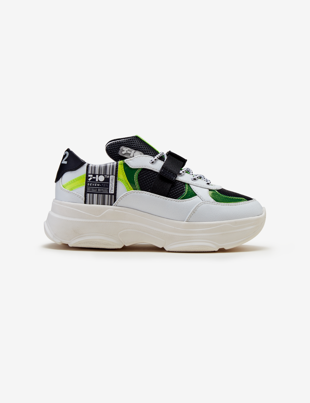 White Neon Green Graphic Chunky Sneaker Women