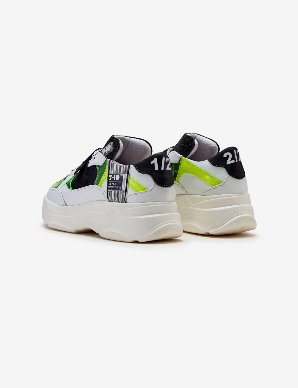 White Neon Green Graphic Chunky Sneaker Women