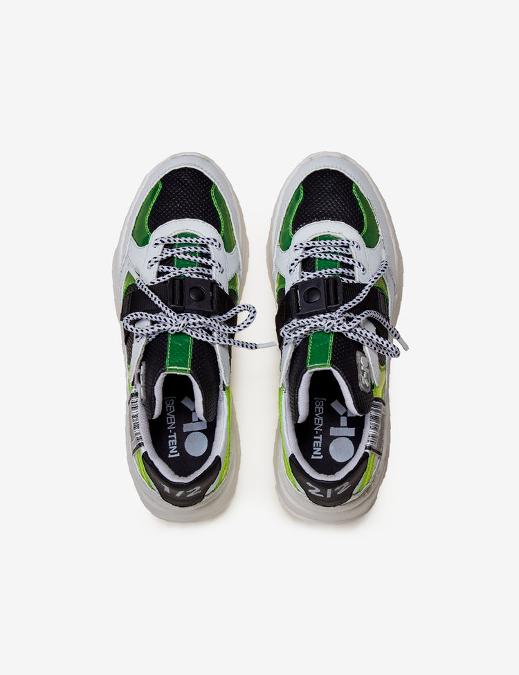 White Neon Green Graphic Chunky Sneaker Women