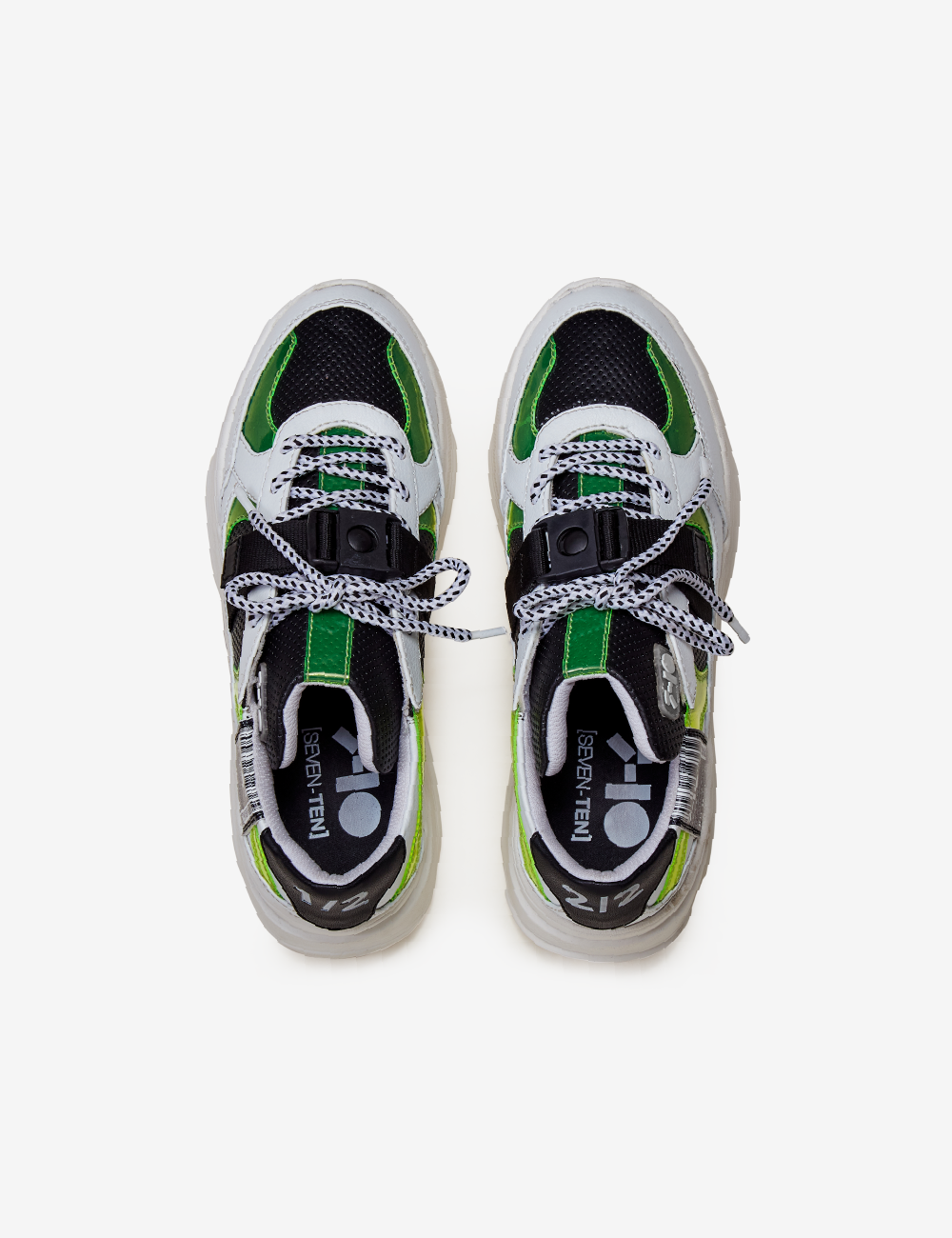 White Neon Green Graphic Chunky Sneaker Women