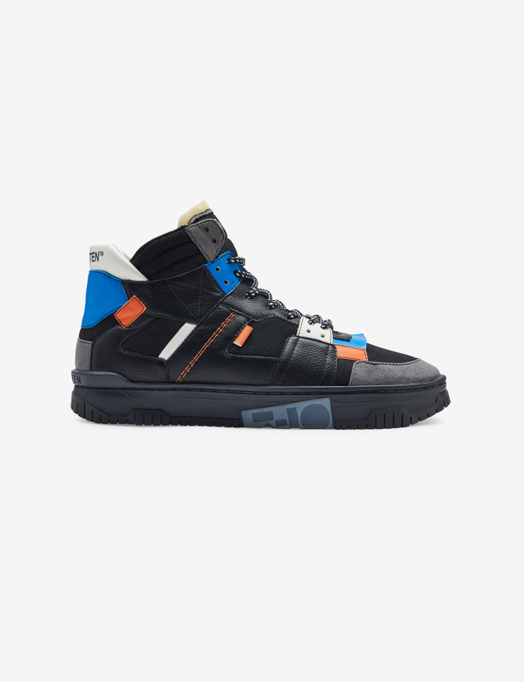 710 black orange blue mid-top sneaker