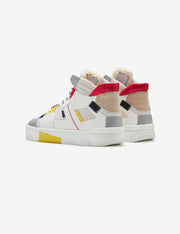 710 white yellow red mid-top sneaker