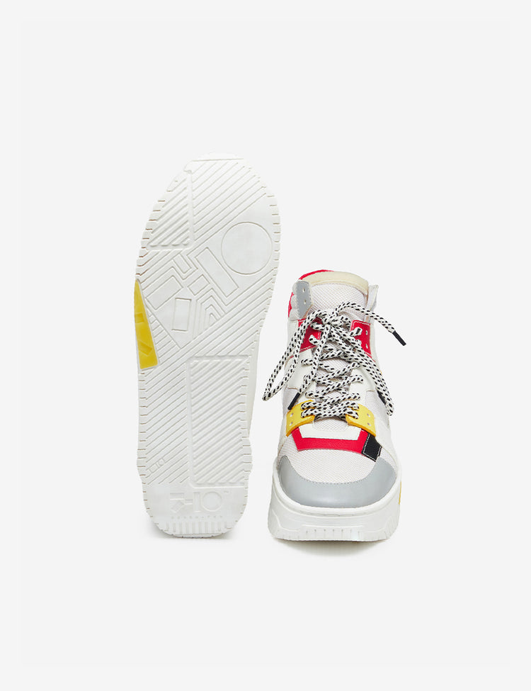 710 white yellow red mid-top sneaker