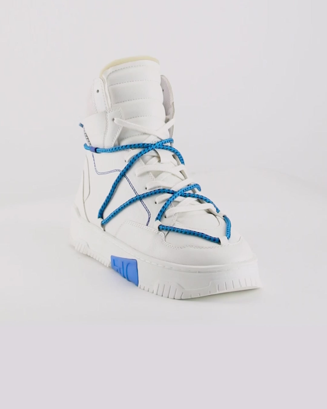 703 white & blue high-top sneaker